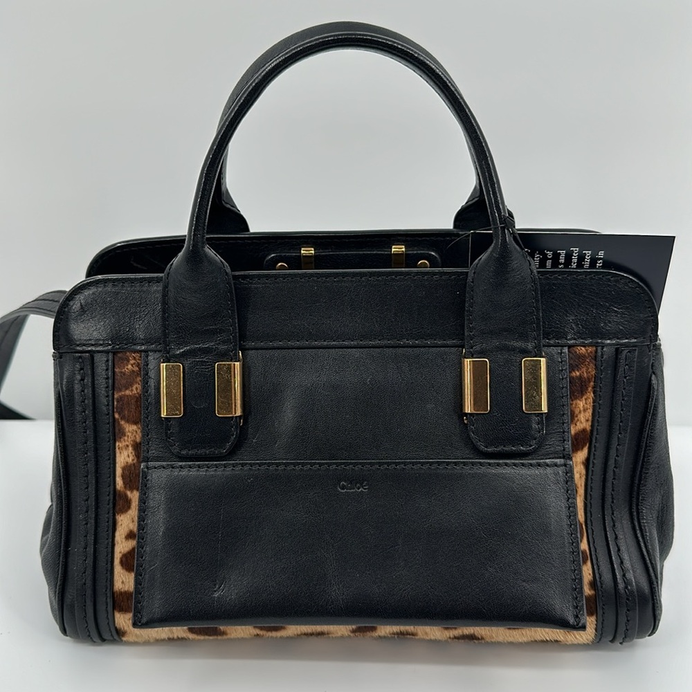 Authenticated Chloe Leopard Alice 2 Way Handbag- Black - Picture 3 of 17